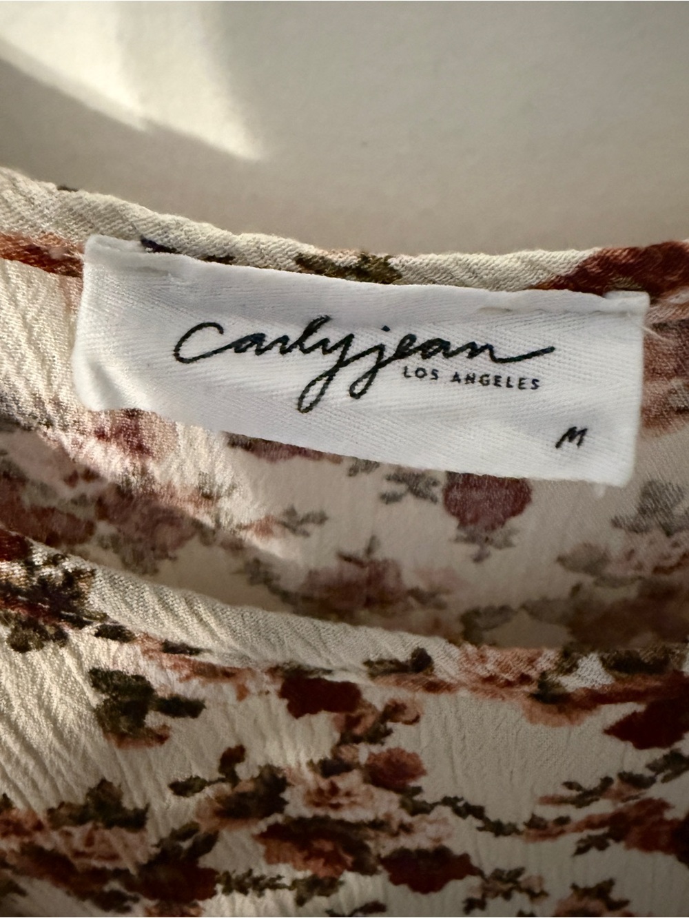 Carly Jean Los Angeles Cream Floral mini dress with Rust and Olive Prints - Picture 3 of 3